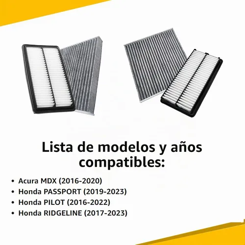 Vista 2 de Filtro de aire de motor y cabina para pasaporte (2019-2023), PILOT (2016-2022), RIDGELINE (2017-2023), MDX (2016-2020), repuesto para CA12061