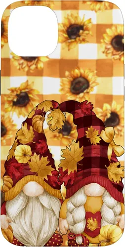 Vista 15 de iPhone 16 Autumn Fall Gnome Pumpkin Buffalo Plaid Pattern Sunflower Case