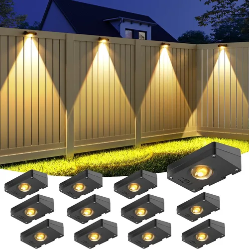 Vista 10 de VOLISUN Luces de Valla Solares, Luces de Valla con Energía Solar, LED Impermeable IP65, Luz Solar de 3 Temperaturas de Color para Valla, Patio Negro