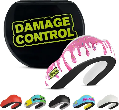 Vista 10 de DAMAGE CONTROL Protector bucal deportivo de impacto extremo con estuche Boil & Bite Fit, almohadillas absorbentes de golpes, funda ventilada