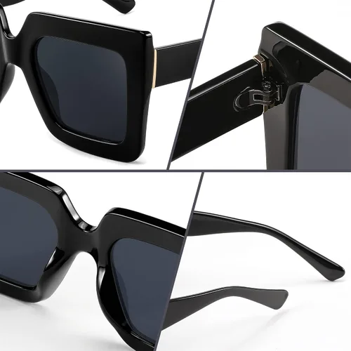 Vista 4 de FEISEDY Gafas de sol cuadradas de gran tamaño para mujer, de lujo, grandes, protección UV400, B2380