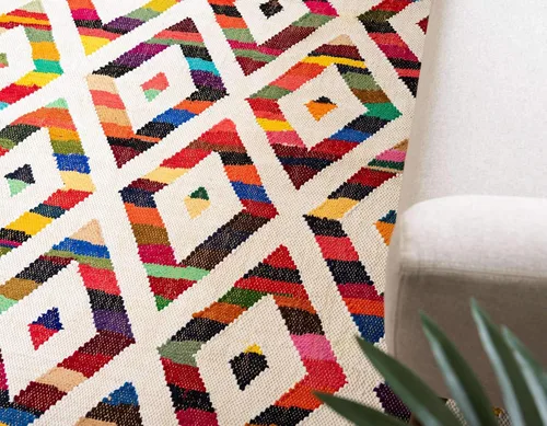 Vista 6 de Unique Loom Chindi Trellis Collection - Alfombra geométrica, suroeste, diamantes, colores brillantes