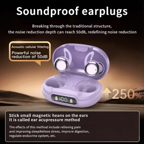 Vista 6 de Auriculares para dormir inalámbricos en el oído, ligeros, mini Bluetooth 5.4, diseño pequeño para dormir, correr, entrenamientos, etc