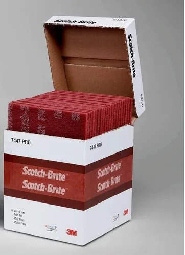 Vista 2 de 6" x 9" 3M 07447 Scotch-Brite Maroon General Purpose Hand Pads (1-Pack of 20 Pads)
