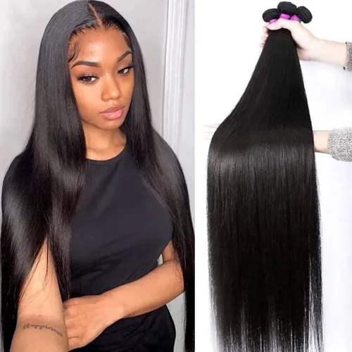 Vista 25 de Younsolo Paquetes de pelo lacio brasileño, cabello humano virgen 100% sin procesar, color negro natural, 4 paquetes, 12, 14, 16 y 18 pulgadas