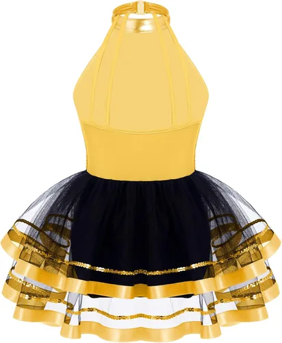 Vista 38 de CHICTRY Vestido tutú de ballet con lentejuelas brillantes para niñas y niñas, moderno disfraz de baile latino de jazz