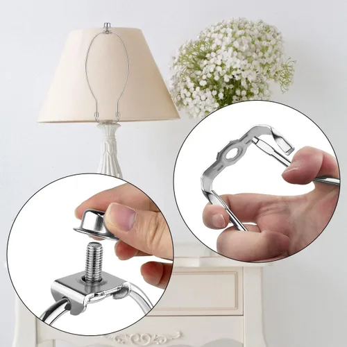Vista 4 de 2 soportes de arpa de 7 pulgadas para lámpara desmontable, accesorios de iluminación de bricolaje resistentes para lámparas de pie y remates