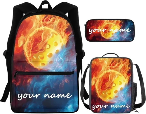 Vista 86 de FOR U DESIGNS Fuego baloncesto impreso niños escuela mochilas viaje mochila libro bolsa