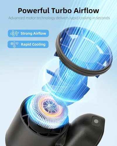 Vista 5 de FrSara Ventilador de cuello portátil que sopla aire frío recargable, dispositivo de refrigeración personal alimentado por batería con USB tipo C