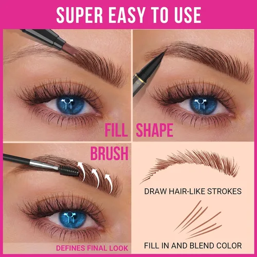 Vista 5 de iMethod Lápiz de microblading para cejas - Lápiz para cejas 2 en 1 de doble punta con aplicador de punta de micro-horquilla de 3 puntas y punta