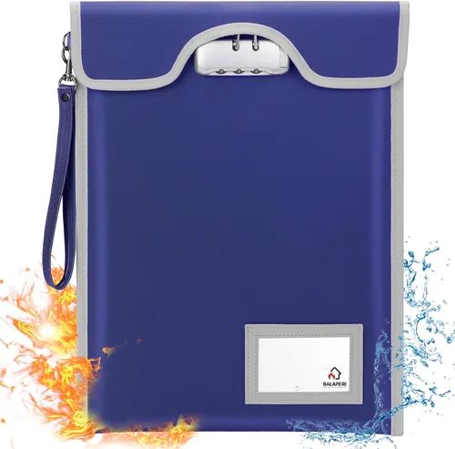 Vista 9 de BALAPERI Bolsa ignífuga para documentos, 15'x11', tamaño A4/A5/carta/legal, bolsa de dinero con cerradura de combinación, resistente al agua, negro
