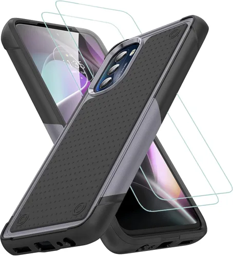 Vista 22 de Jeylly Funda para Motorola G Power 5G (2023) con 2PCS protectores de pantalla de vidrio, protección resistente de plástico duro+parachoques