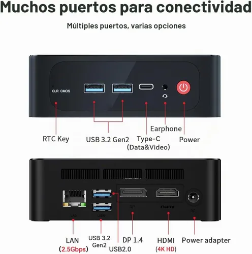 Vista 5 de Beelink Mini PC SER5 con AMD Ryzen 5 5500U 16GB DDR4 480GB NVMe SSD