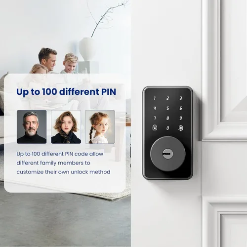 Vista 3 de Biquole - Cerradura de puerta de entrada sin llave con teclado, cerradura de puerta electrónica con código Smart Deadbolt Lock for Front Door