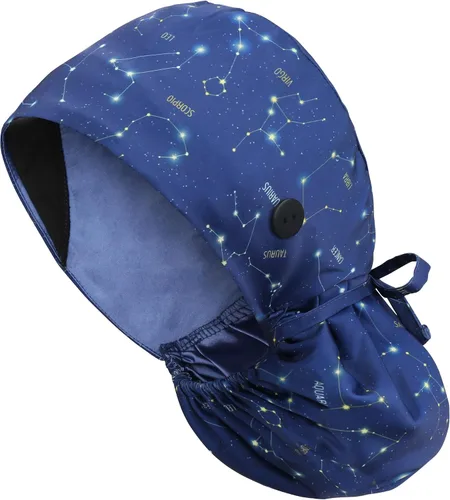 Vista 40 de Gorra médica con forro de satén con bolsillo para cola de caballo, gorro de enfermera médica de algodón con banda elástica para el sudor