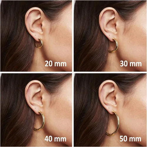 Vista 3 de PAVOI 14K Gold Plated Lightweight Chunky Open Hoops Gold Hoop Earrings for Women