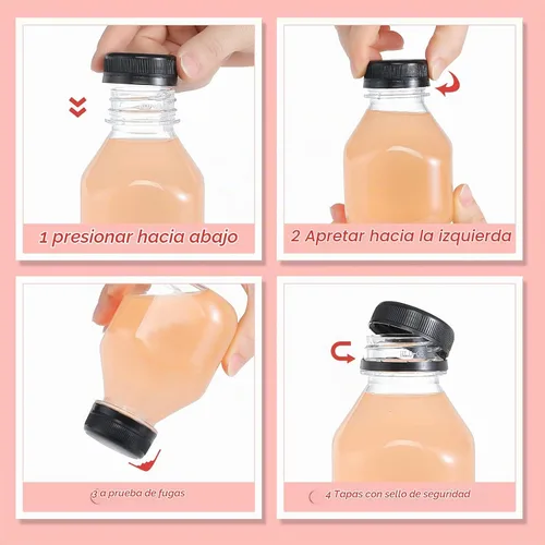 Vista 3 de Fhxtcygj - 24 botellas de plástico de 8 onzas con tapas, contenedor de jugo con tapas
