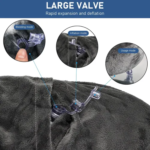 Vista 8 de Almohadas inflables de viaje para dormir, almohada inflable para el cuello para viajar, almohadas inflables para el cuello de viaje para aviones