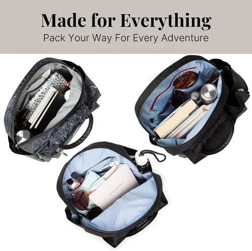 Vista 7 de Baggallini Mochila todo el día para mujer con pulsera de teléfono RFID, Negro, talla única