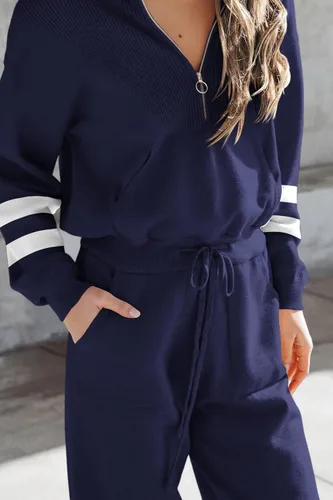 Vista 153 de PRETTYGARDEN Conjunto de suéter de 2 piezas para mujer, sudadera con cremallera, pantalones deportivos, ropa casual
