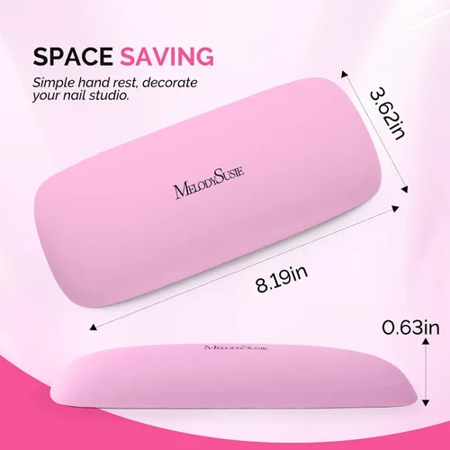 Vista 2 de MelodySusie Reposabrazos para uñas, cojín de cuero sintético suave, reposamanos portátil para arte de uñas de gel acrílico, fácil de limpiar