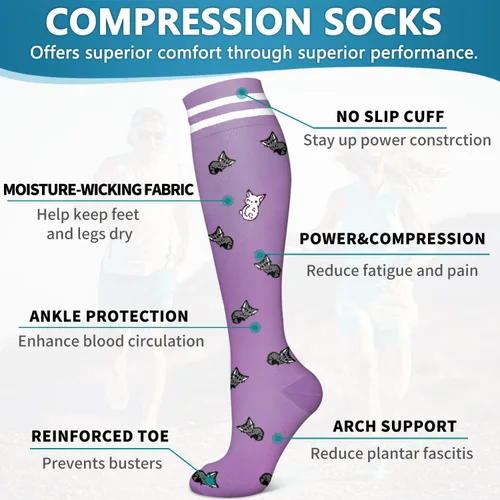 Vista 60 de Bluemaple 6 Pack Copper Compression Socks for Women and Men Circulation-Best Support for Medical, Running,Nursing,Athletic