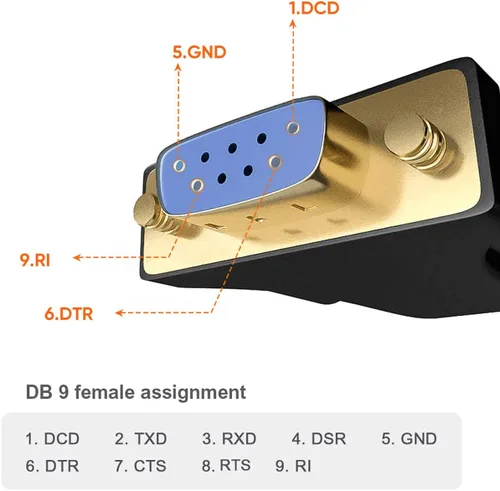 Vista 7 de CableCreation Adaptador USB a RS232 con chipset FTDI, USB 2.0 macho a RS232 hembra DB9 convertidor serie para caja registradora, módem, escáner