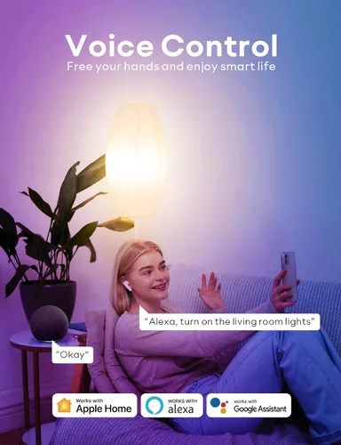 Vista 3 de VOCOlinc Paquete de 1 bombillas inteligentes, RGBW que cambia de color, funciona con Alexa, Apple Homekit y Google Home, luces LED Smart WiFi BR30