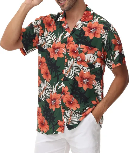 Vista 3 de MCEDAR Hawaiian Shirt for Men Regular Fit Short Sleeve Button Down Summer Beach Tropical Aloha Shirts S-3XL