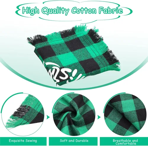 Vista 4 de Weewooday Juego de 3 piezas de disfraz de Navidad para perro, bandana a cuadros de búfalo, bufanda triangular, corbata de lazo para mascotas