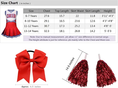 Vista 7 de GRAJTCIN Disfraz de animadora para niñas, disfraz de Halloween, uniforme de animadora de 6 a 14 años