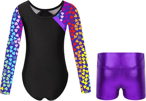 Vista 2 de Moily Leotardo de princesa con diamantes de imitación, manga larga, metálico, para gimnasia, danza, atletismo
