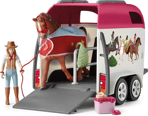 Vista 2 de Schleich Horse Club - Juego de Camping de Coche y Remolque de 110 Piezas con Divertidas Figuras de Caballos y Jinetes para Niñas y Niños - Figuras