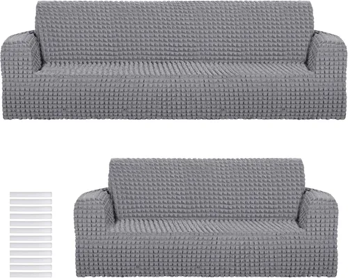 Vista 7 de Fanfanwin Juego de 2 Fundas para Silla y Sofá, Fundas para Sofá de 2 Plazas, Funda para Muebles, Funda Elástica para Sillón de Navidad, Lavable
