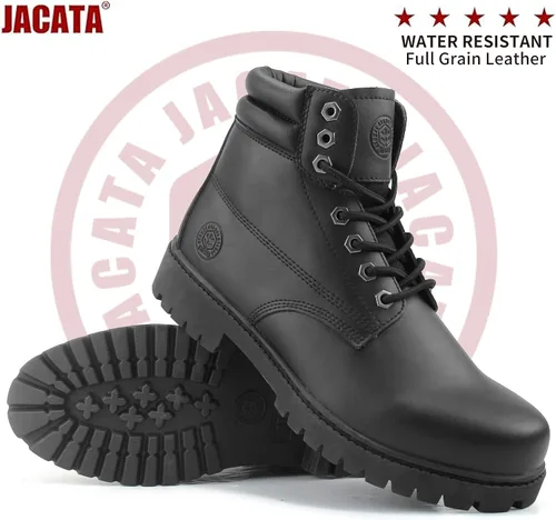 Vista 4 de Jacata Botas de trabajo para hombres acero/punta suave, suela de goma antideslizante, resistente al aceite, botas de construcción industrial