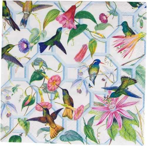 Vista 10 de Caspari Servilletas de cóctel de papel enrejado de colibrí - 20 por paquete