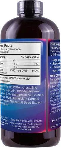 Vista 3 de Ácido fólico líquido 800 MCG, 8 oz.