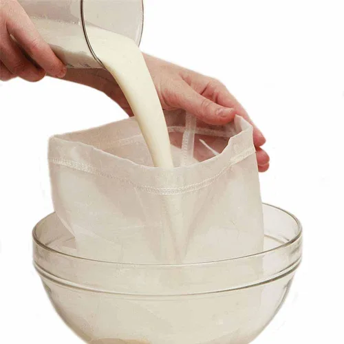 Vista 2 de Bolsa de malla fina de calidad alimentaria para leche de almendras y leche de soja, filtro de malla fina de nailon y café frío, 9 x 12 pulgadas (1)