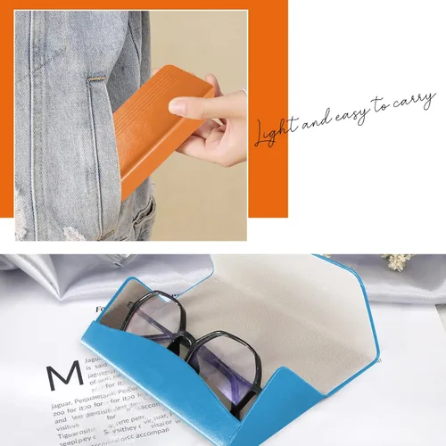 Vista 7 de SMARTTOP Paquete de 2 fundas rígidas para lentes, gafas de sol y estuche de vidrio con paño de limpieza, ligero, grande, portátil para hombres