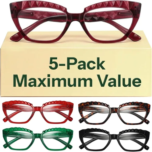 Vista 18 de Eyekepper Reading Glasses Women, Readers for Women, Stylish Cat Eye Design Paquete de 5 unidades.