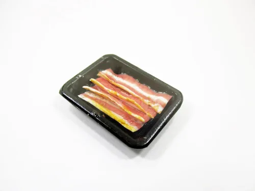 Vista 4 de Casa de muñecas Alimentos en miniatura Tocino crudo Carne Supermercado Alimentos Pack Bandeja 16719