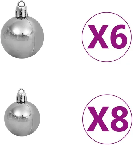 Vista 9 de Árbol de Navidad artificial invertido con luces LED y juego de bolas de 59.1 pulgadas para decoración de fiestas de Navidad en interiores