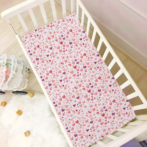 Vista 6 de Fitted Crib Sheets Hearts Valentine Mini Crib Sheets for Boy & Girl Toddler Mattress Sheets Playard Sheet 21216499