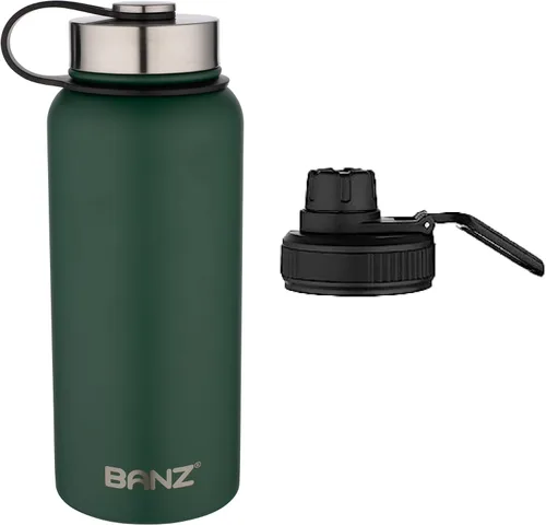Vista 11 de Banz Botella de agua aislada - Botella de acero inoxidable de 32.1 fl oz con tapa deportiva adicional