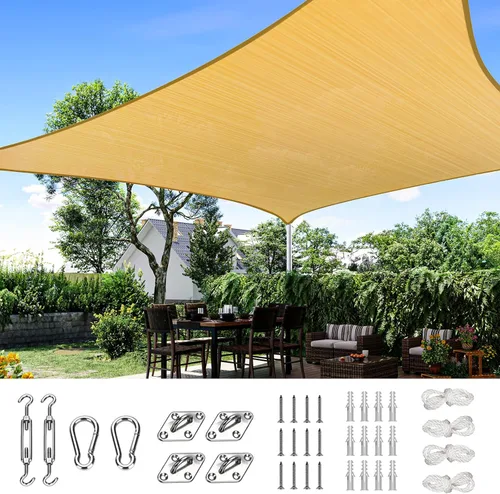 Vista 38 de Quictent Toldo rectangular de polietileno de alta densidad de 6.53 oz, 98% de bloqueo UV, para patio, jardín, cubierta comercial con kit de Marrón