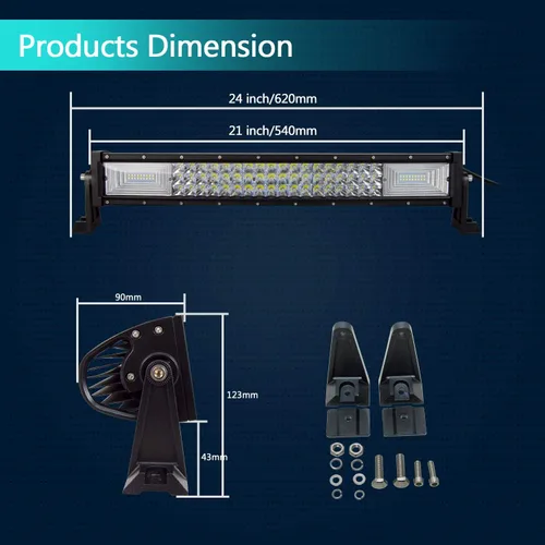 Vista 2 de AUXTINGS 22 "270 W LED luz de trabajo Barra foco inundación haz combo curva triple fila 7D DC 12V-24V 6000k luz de conducción para vehículos