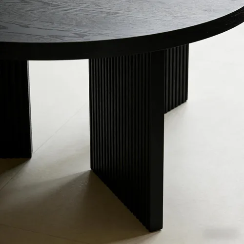 Vista 9 de Mesa de centro redonda de madera, mesa de centro de 35 pulgadas con mesa gruesa y lisa, mesa central de círculo bajo con patas estables