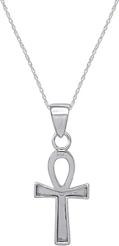 Vista 2 de Wishrocks Collar con colgante de oro de 14 quilates sobre plata de ley Ankh para mujer