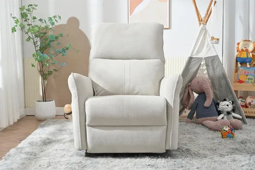 Vista 3 de Silla reclinable giratoria de 270° con dos puertos USB, sillón reclinable eléctrico para espacios pequeños, sillón reclinable tapizado con bolsillos