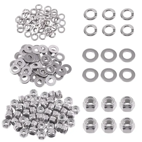 Vista 19 de Swpeet 45 piezas de tuercas de bloqueo hexagonales de acero inoxidable SAE 304 de 1/2"-13, arandelas planas de 1/2", kit surtido de arandelas